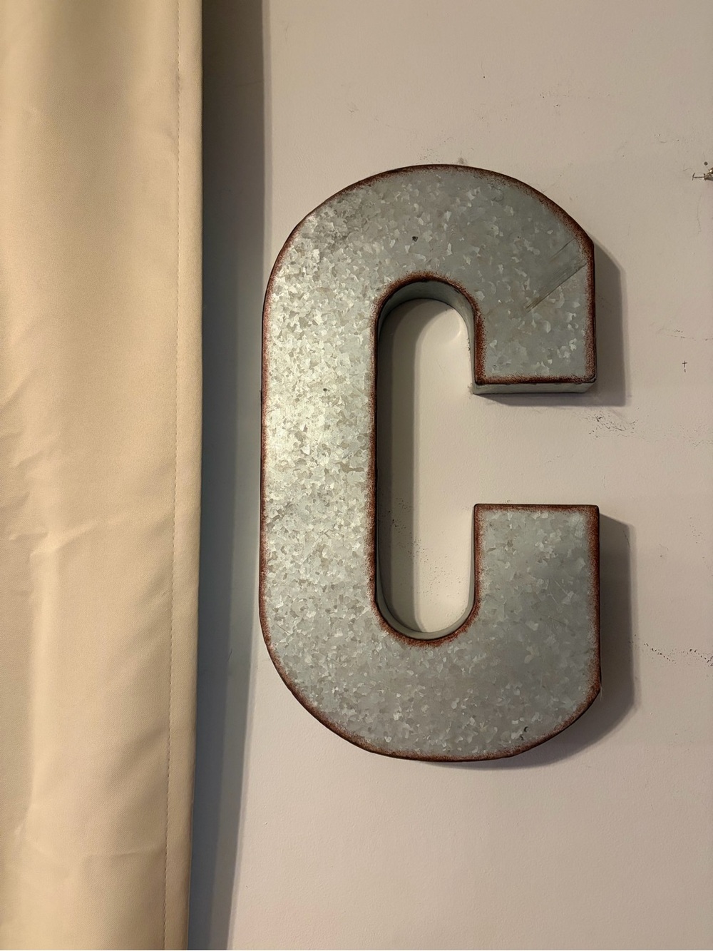 Decorative Metal Letter C Wall Accent in Silver